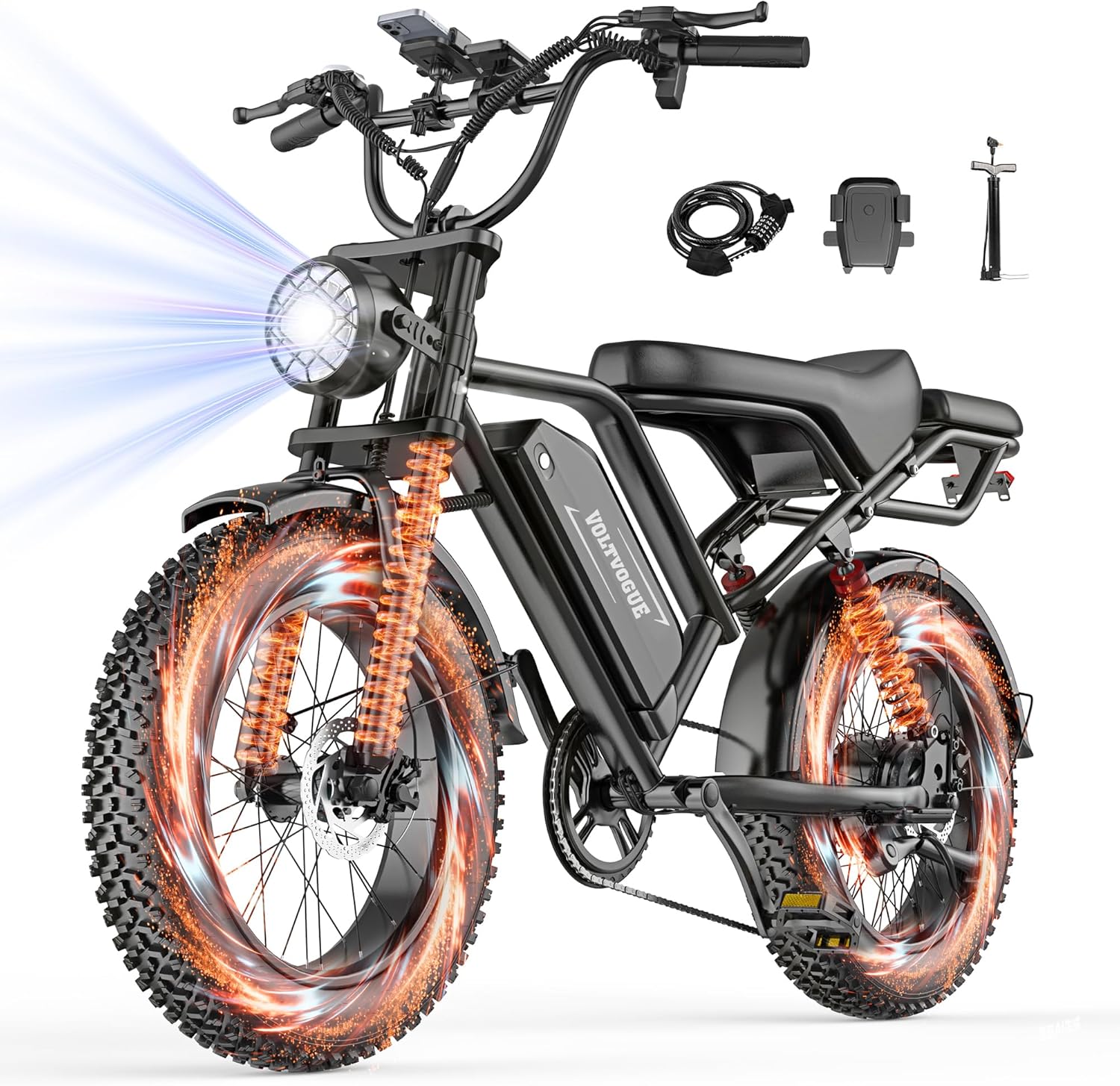 Electric E-Bike | Full Suspension | 1500W Peak Motor | 31/25 mph Top Speed | 25–70 Range | 48V 960/748 Wh Removable Battery | LED Headlights | 20/16-Inch All-Terrain Fat Tires |