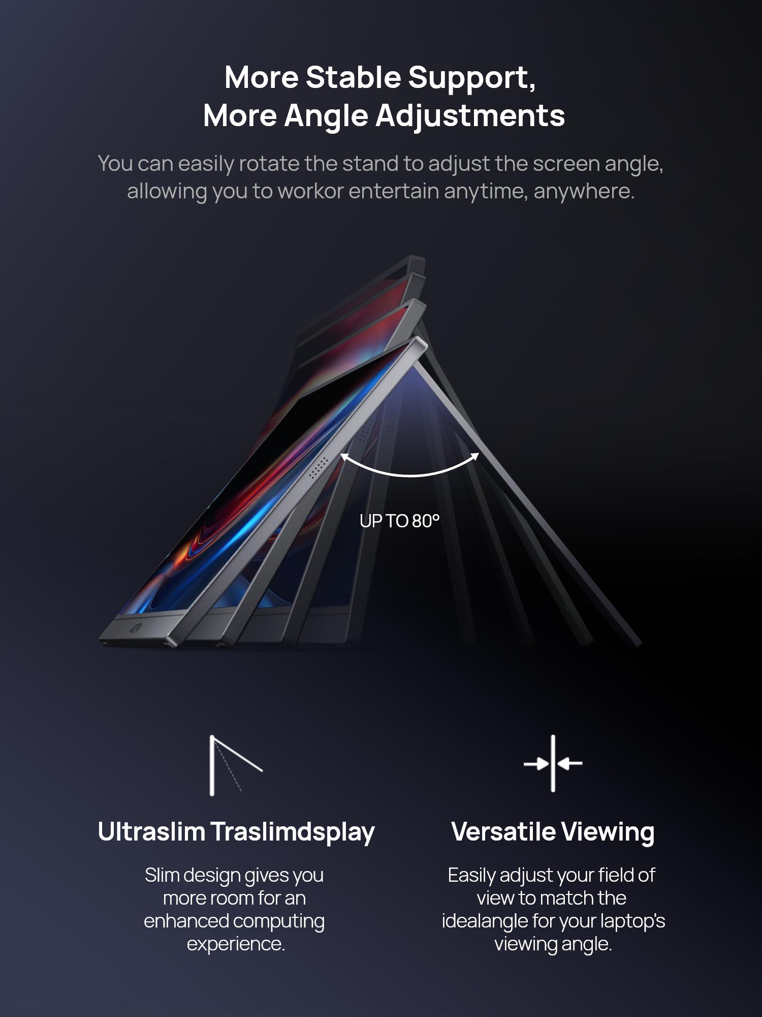 ARZOPA  Z3FC 16.1" Portable Gaming Monitors &ndash; 2.5K QHD &ndash; 180Hz@DP, 144Hz@Hdmi, Ultra Slim External Display for Laptops Gaming PC PS5 Xbox Mac with Built-in KickStand & Dual Speakers &ndash; Gray