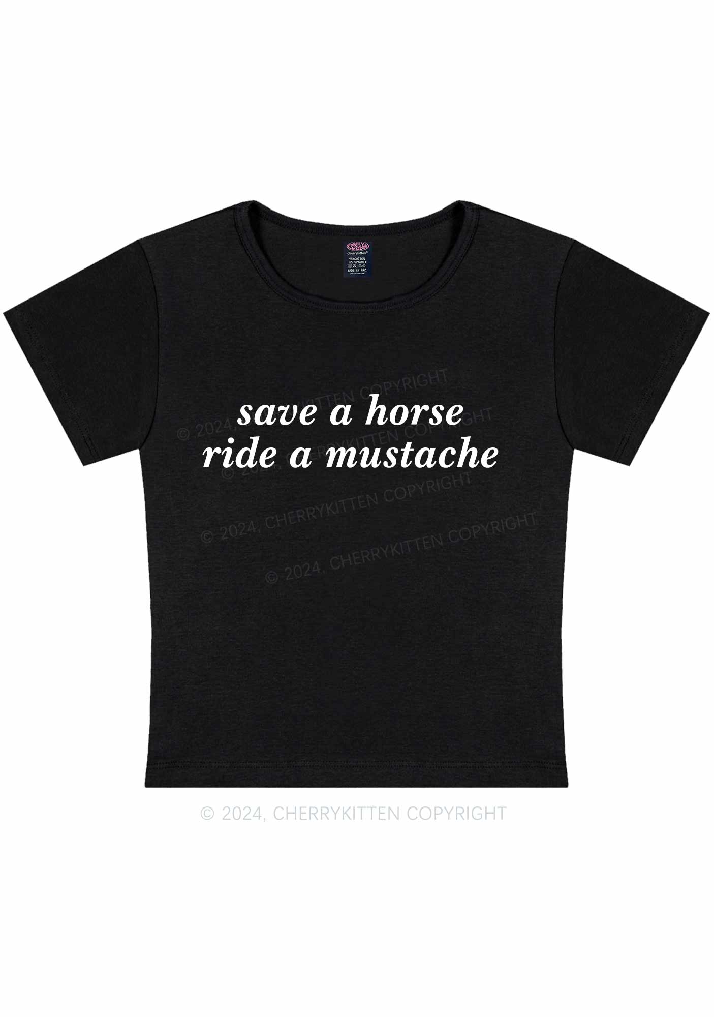 Ride A Mustache Y2K Baby Tee 