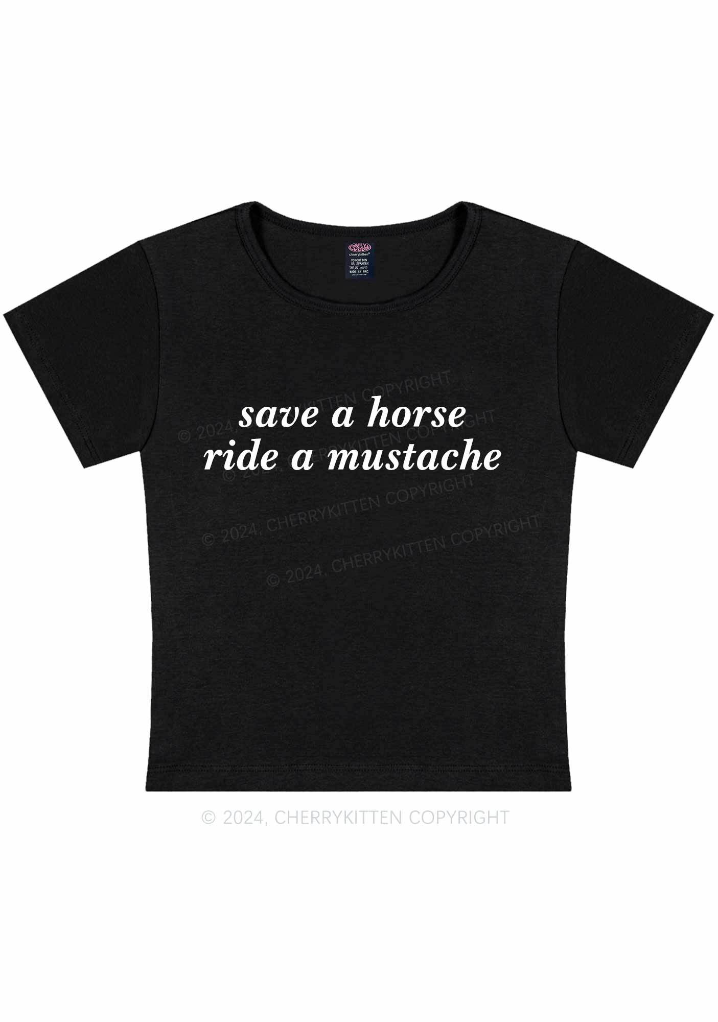 Ride A Mustache Y2K Baby Tee 