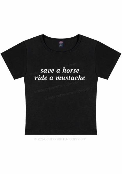 Ride A Mustache Y2K Baby Tee 