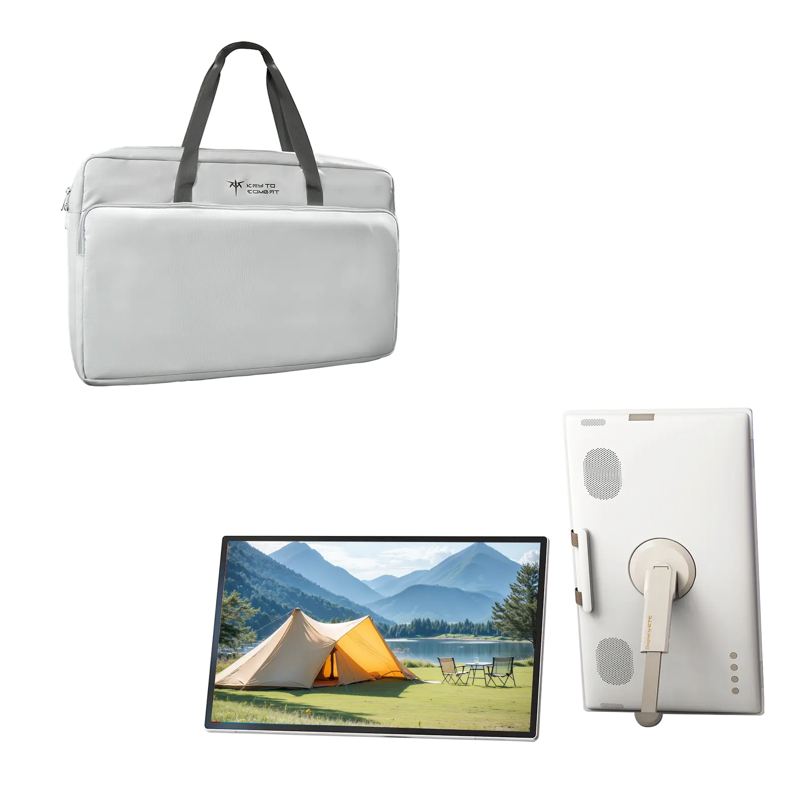 MegPad A25Q5 25in Touch Screen FHD IPS Panel Portable Smart TV Monitor with Case, Qualcomm 8-Core CPU, 8GB+128GB, Android 14, EDLA Certification, 8MP Camera, 2×8W+2×4W Speakers, Remote Control, 5000mAh Built-In Battery, Wi-Fi 5