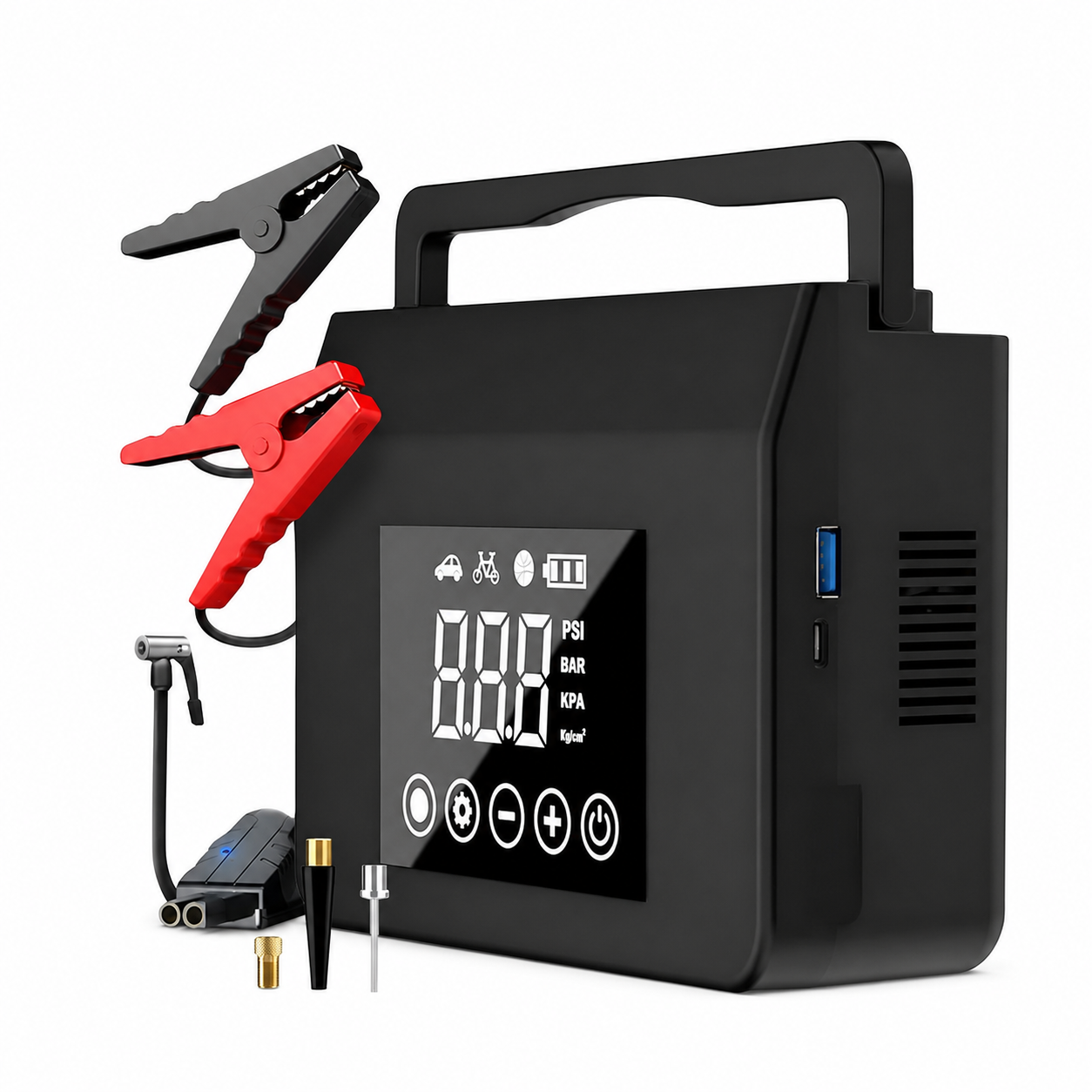 2026 All-Season Savior – 4000A Car Jump Starter with 150PSI Tire Inflator, 15000mAh Power Bank & LED Light, Reliable in -20°F, Compatible with Most Cars & Trucks, For All Driving Situations