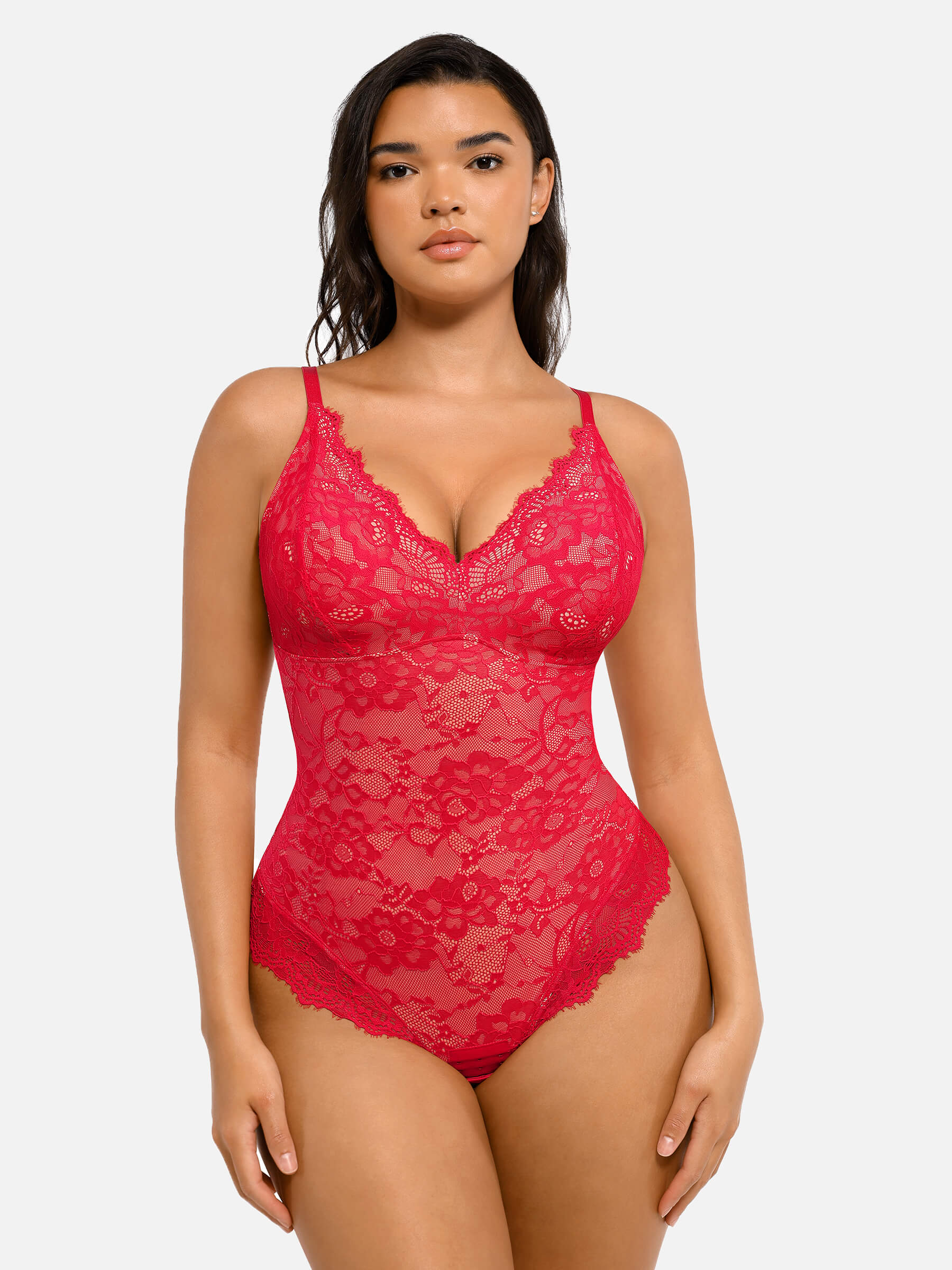 Lace V Neck Full Bodysuit Underwear