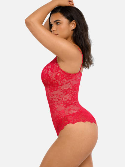 Lace V Neck Full Bodysuit Underwear