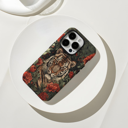 Creative Tiger Apple 15promax phone case iPhone14 Art 13Pro Double Film 16 drop case