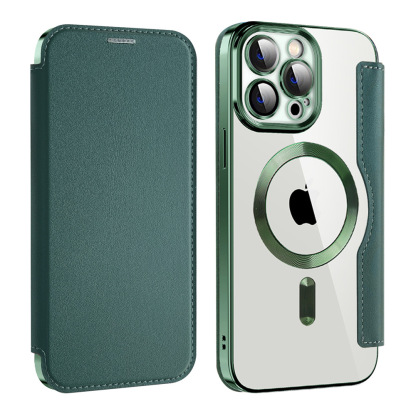 Leather Wallet Magsafe Bracket Mobile Phone Case for Apple iPhone