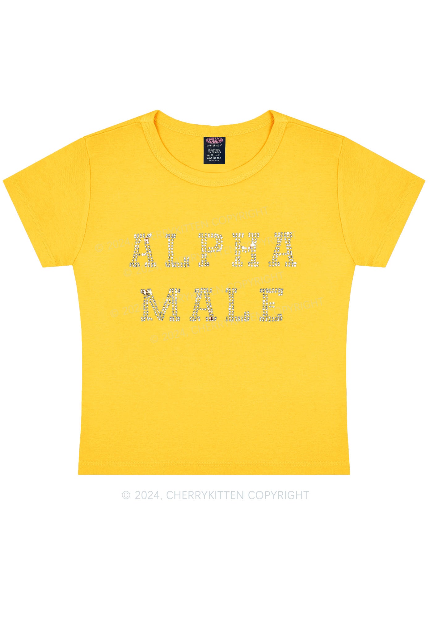 Rhinestone Alpha Male Y2K Baby Tee 