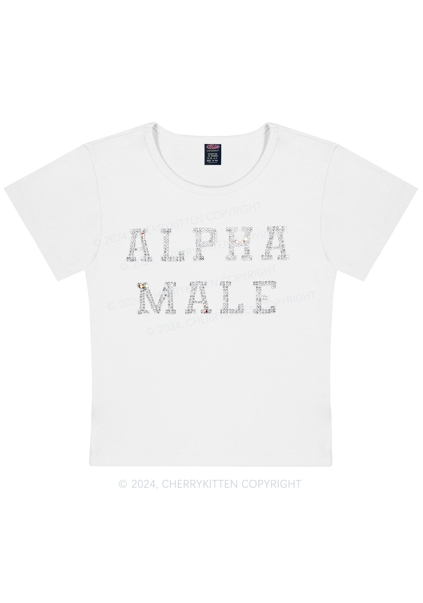 Rhinestone Alpha Male Y2K Baby Tee 