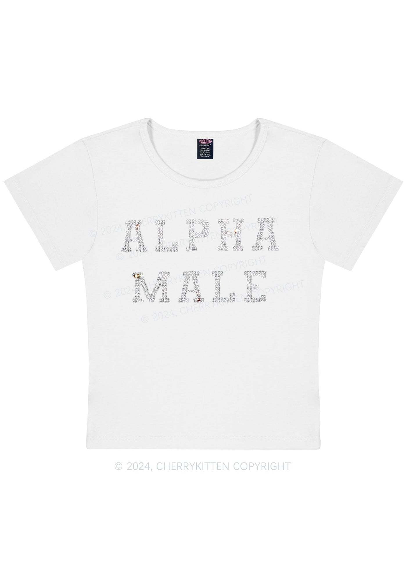 Rhinestone Alpha Male Y2K Baby Tee 