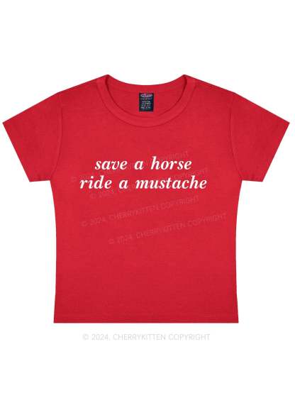 Ride A Mustache Y2K Baby Tee 