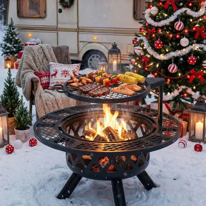 2-in-1 Wood Fire Pit Will Grill