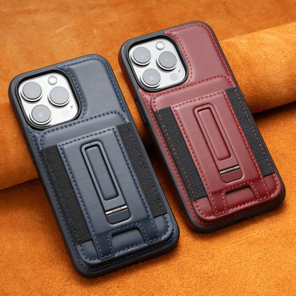 Luxury Leather Business Magsafe Bracket Mobile Phone Case for iPhone