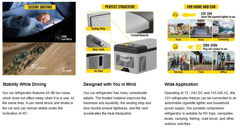 【fathersdaygift】VEVOR 12 Volt Refrigerator with APP Control Portable Mini Car Fridge w/ -4℉-68℉ Cooling Range & 12/24V DC & 110-240V AC Electric Compressor Cooler For CampingRoad TripTravelOutdoor and Home Use