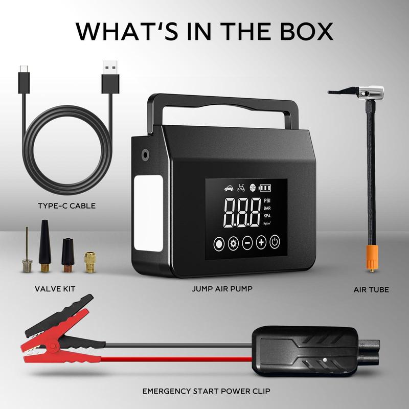 2026 All-Season Savior – 4000A Car Jump Starter with 150PSI Tire Inflator, 15000mAh Power Bank & LED Light, Reliable in -20°F, Compatible with Most Cars & Trucks, For All Driving Situations