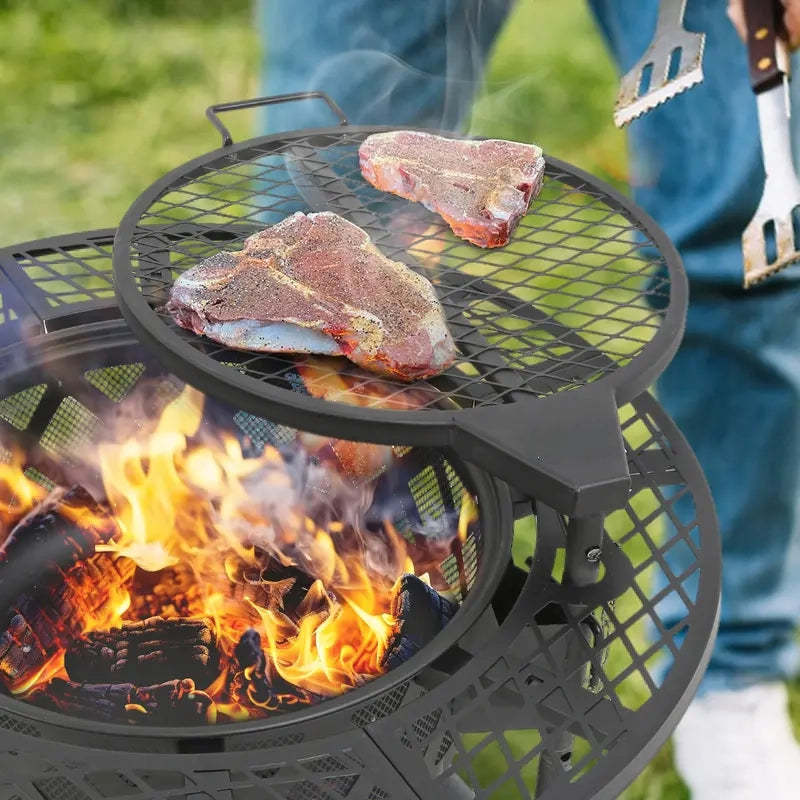 2-in-1 Wood Fire Pit Will Grill