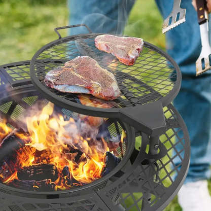 2-in-1 Wood Fire Pit Will Grill