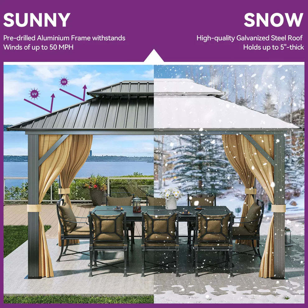 Tume Outdoor Patio Hard Top Gazebo