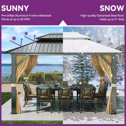 Tume Outdoor Patio Hard Top Gazebo