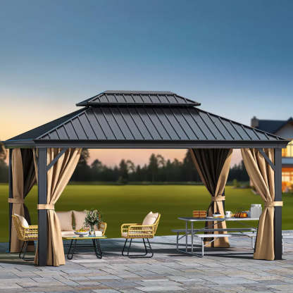 Tume Outdoor Patio Hard Top Gazebo