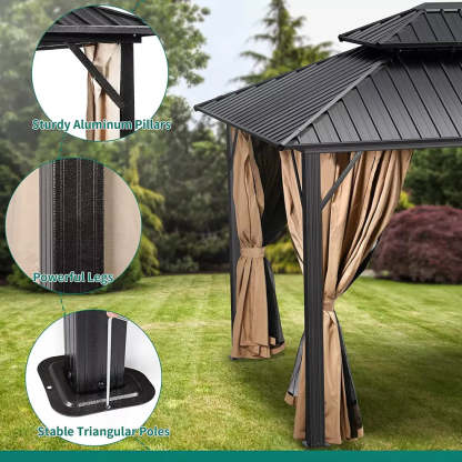 Tume Outdoor Patio Hard Top Gazebo