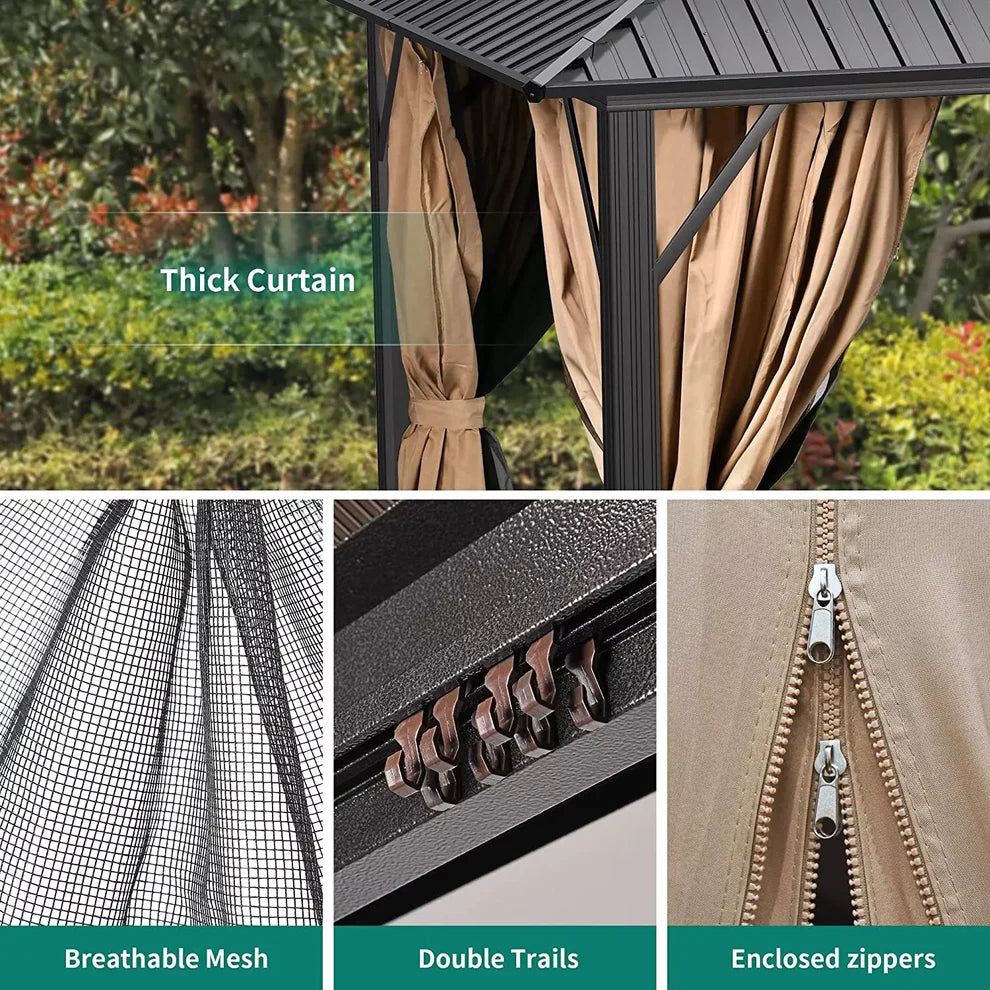 Tume Outdoor Patio Hard Top Gazebo