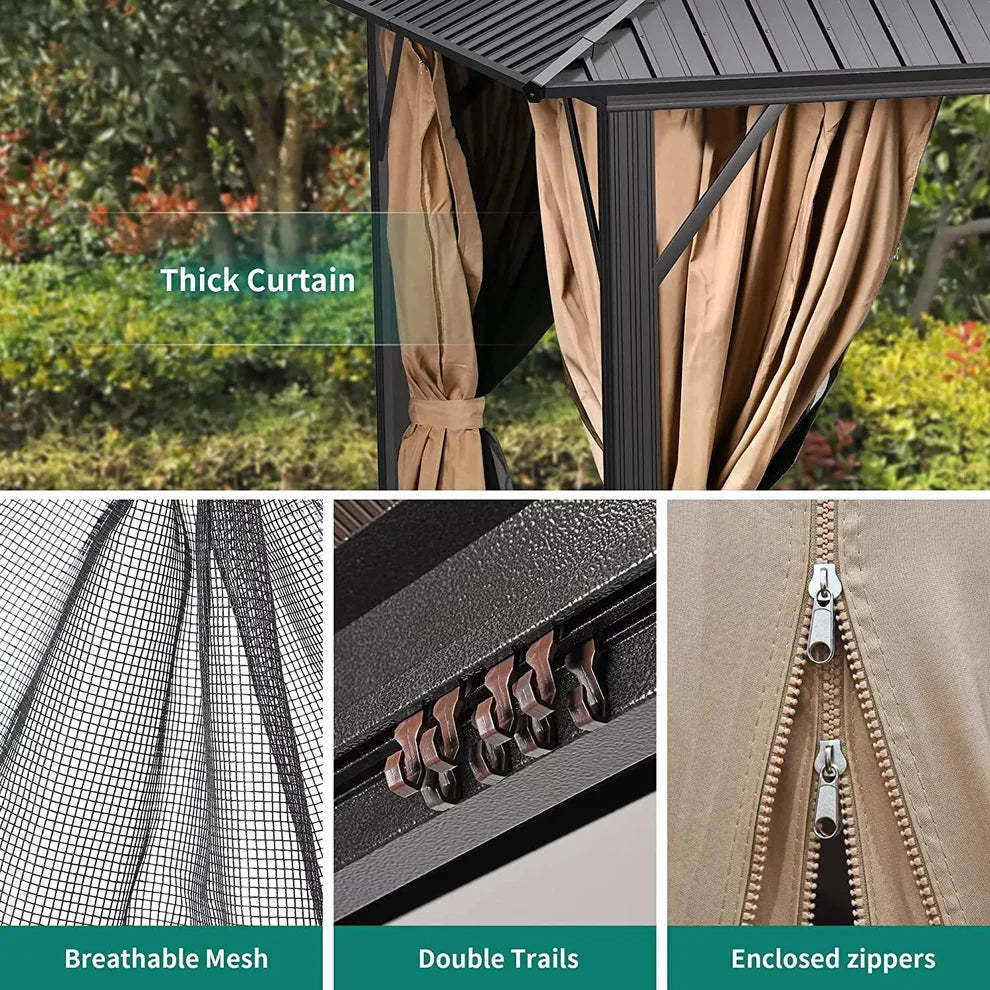 Tume Outdoor Patio Hard Top Gazebo