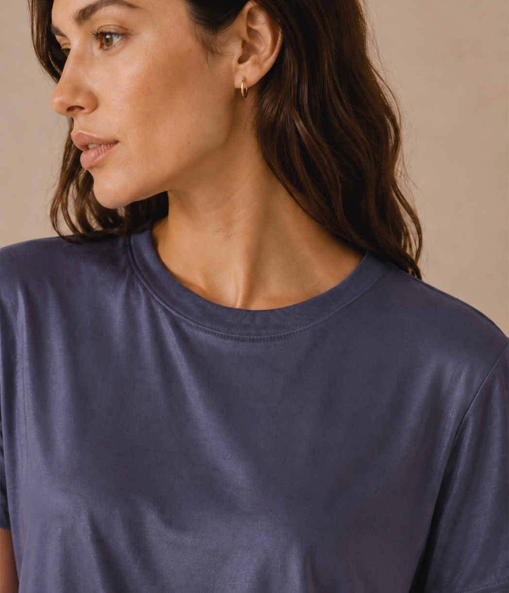 Fitted Organic Stretch Mulberry Silk Tee