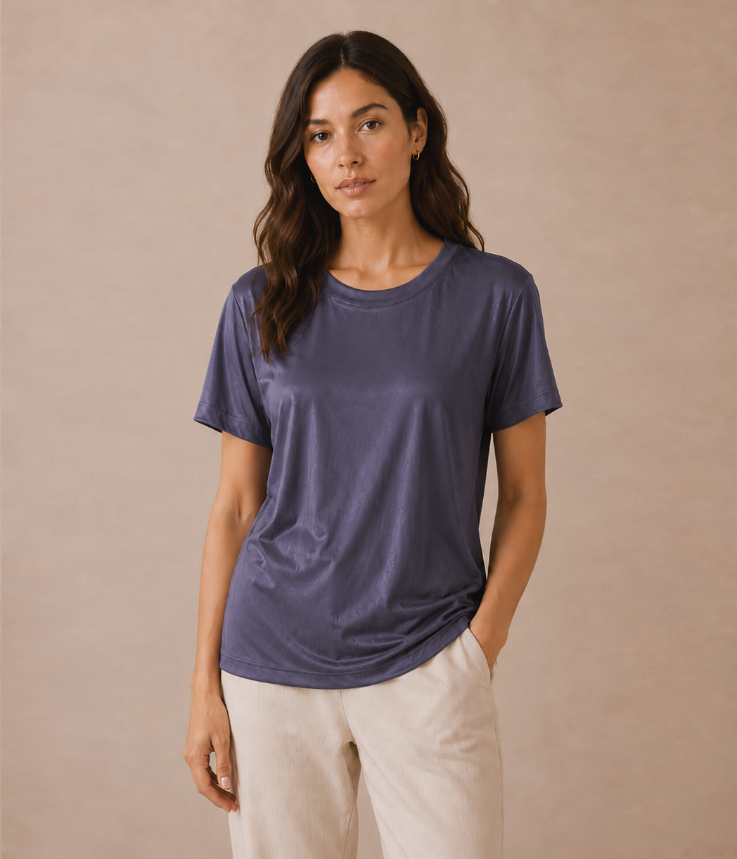 Fitted Organic Stretch Mulberry Silk Tee