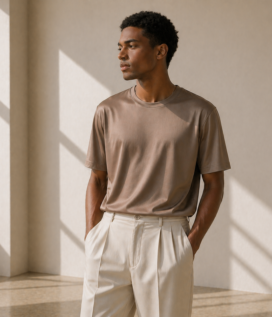Relaxed Fit Organic Stretch Mulberry Silk Tee