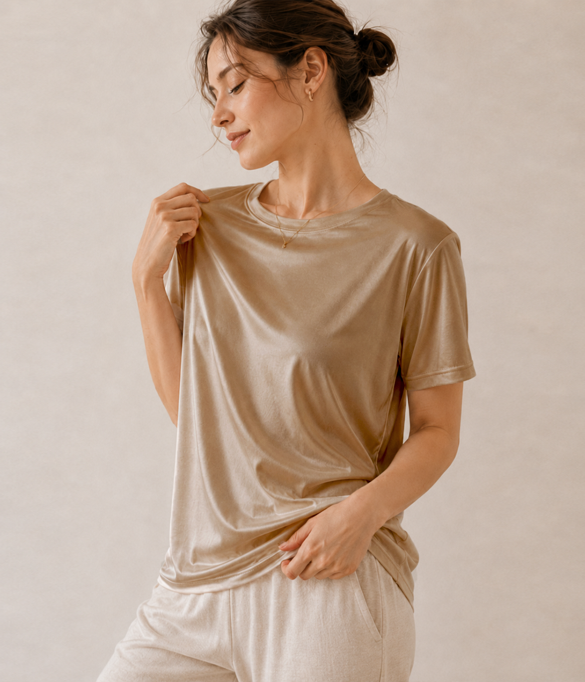 Fitted Organic Stretch Mulberry Silk Tee