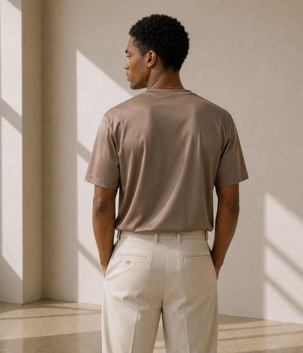Relaxed Fit Organic Stretch Mulberry Silk Tee