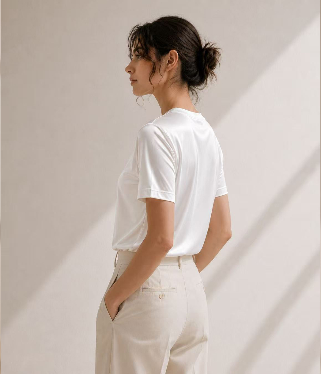 Fitted Organic Stretch Mulberry Silk Tee