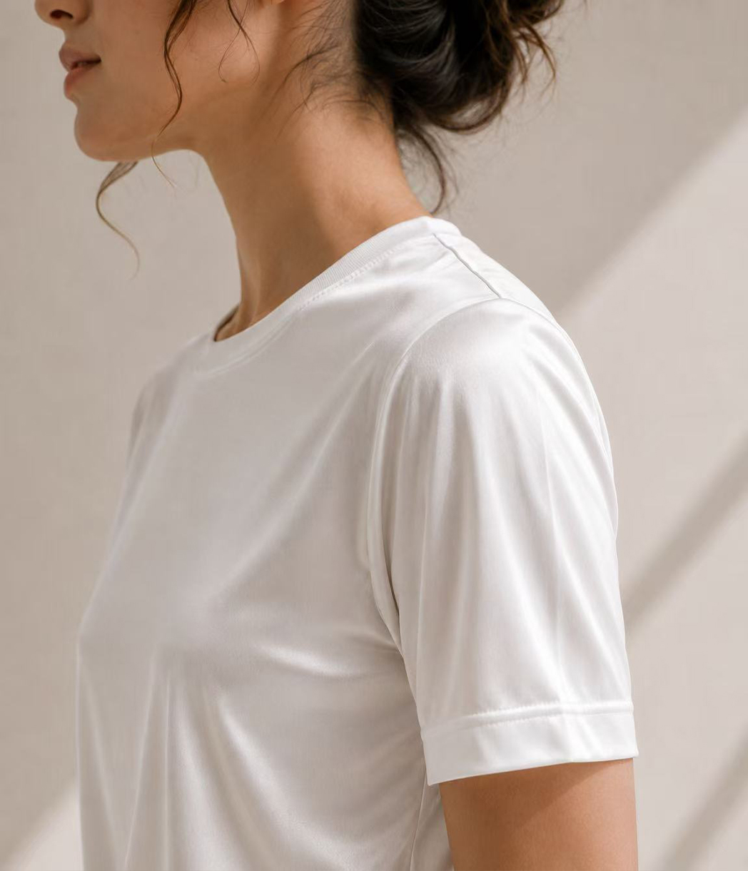 Fitted Organic Stretch Mulberry Silk Tee