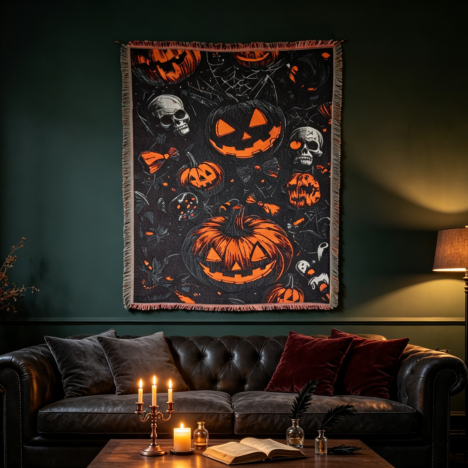 Halloween Jack O Lantern Woven Blanket -Size: 51" x 62" (130cm x 160cm)