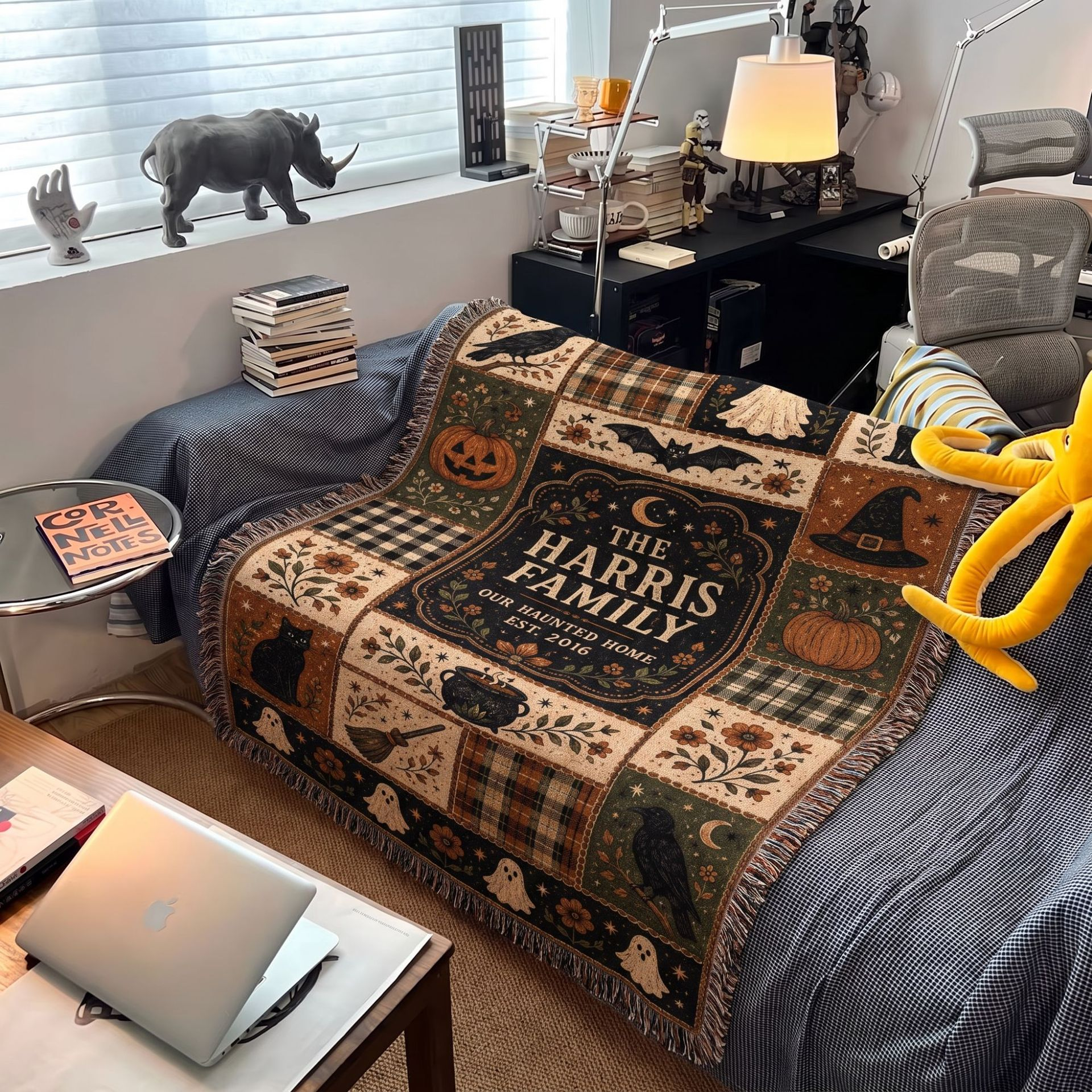 Halloween Patchwork  Woven Blanket -Size: 51" x 62" (130cm x 160cm)