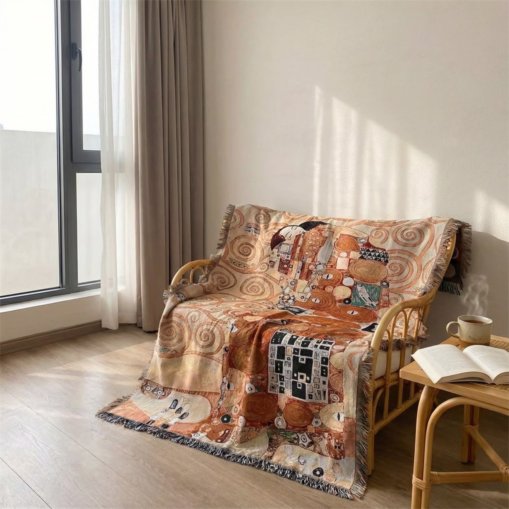 Gustav Klimt The Hug Woven Blanket -Size: 51" x 62" (130cm x 160cm)