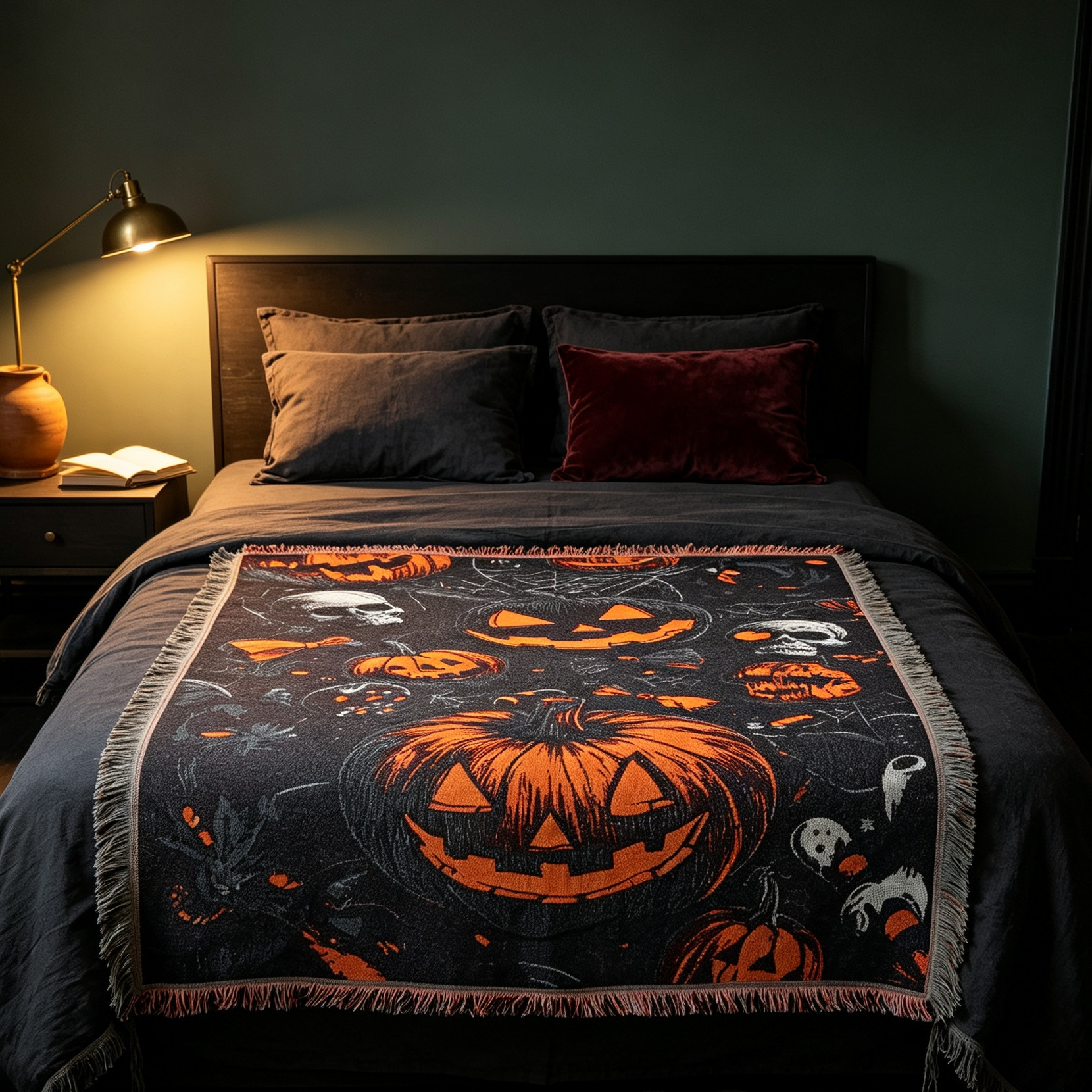 Halloween Jack O Lantern Woven Blanket -Size: 51" x 62" (130cm x 160cm)