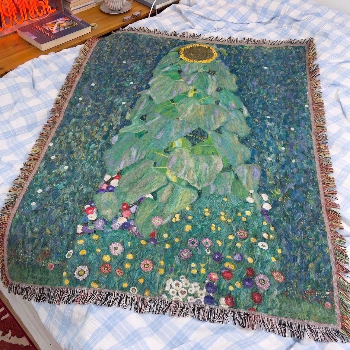 Gustav Klimt Sunflower Woven Blanket -Size: 51" x 62" (130cm x 160cm)
