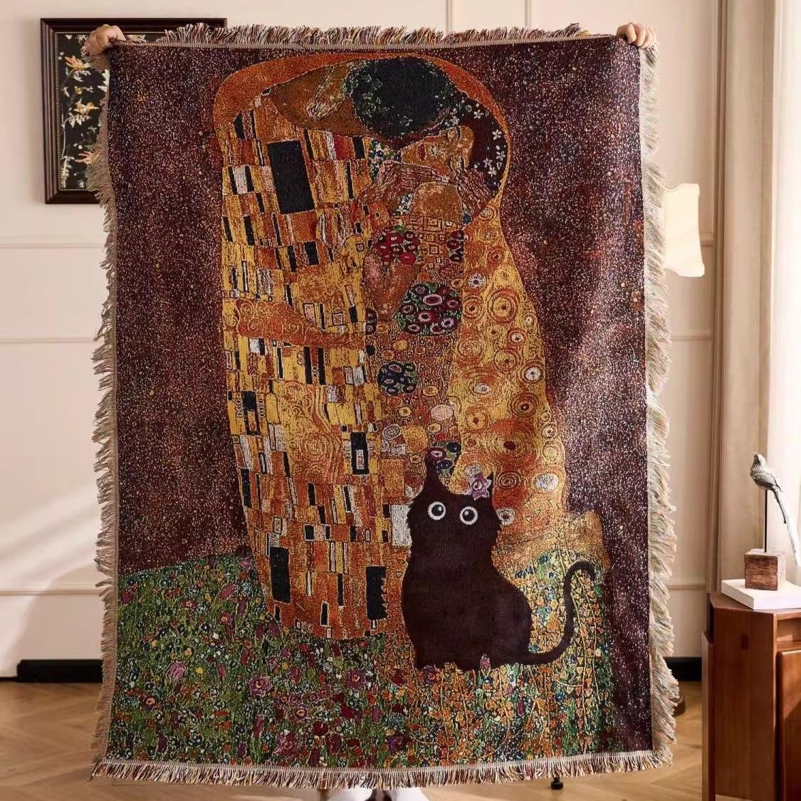 Gustav Klimt - The Kiss Woven Blanket-Size: 51" x 62" (130cm x 160cm)