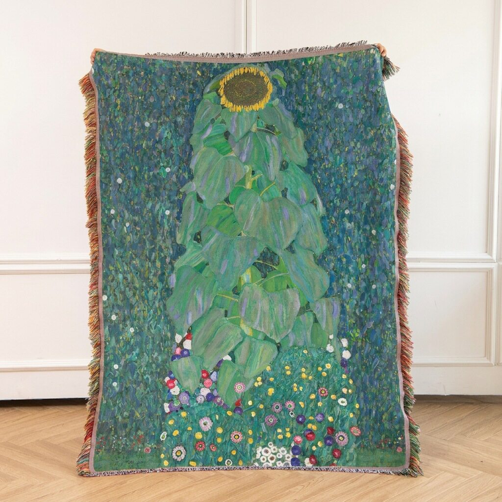 Gustav Klimt Sunflower Woven Blanket -Size: 51" x 62" (130cm x 160cm)