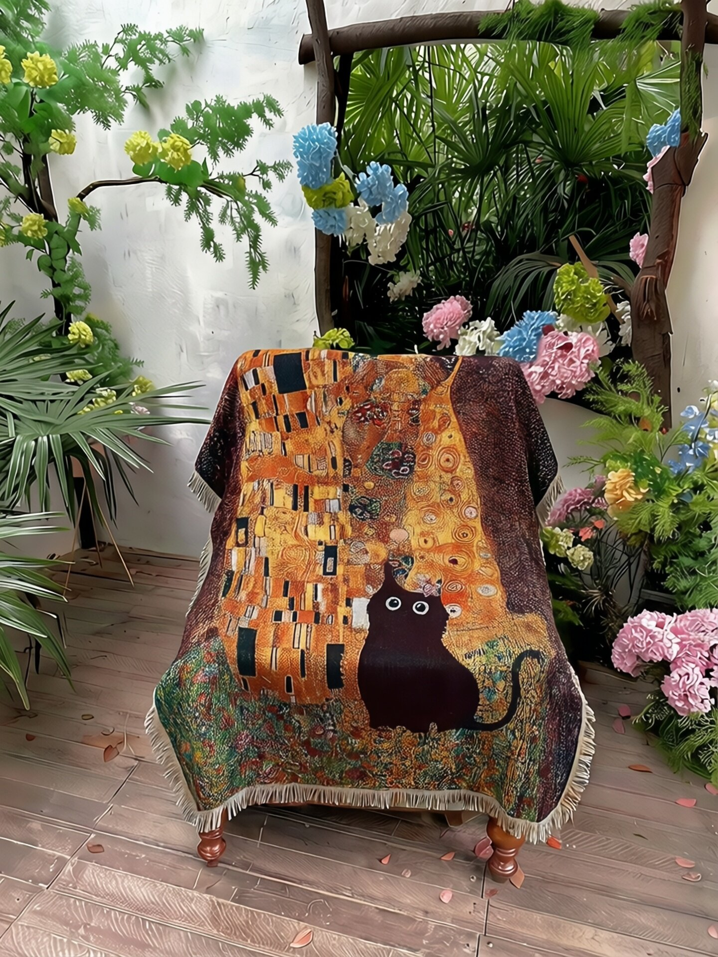 Gustav Klimt - The Kiss Woven Blanket-Size: 51" x 62" (130cm x 160cm)