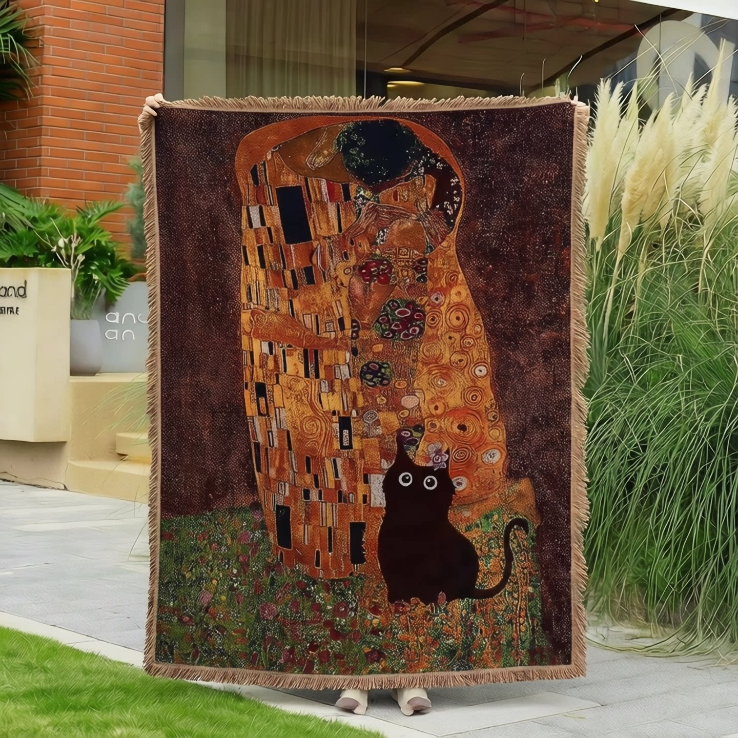 Gustav Klimt - The Kiss Woven Blanket-Size: 51" x 62" (130cm x 160cm)