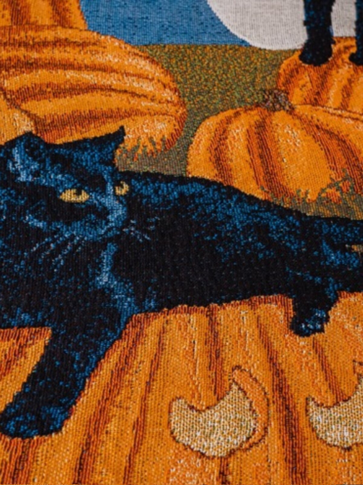 Black Cats & Pumpkins Woven Blanket Woven Blanket -Size: 51" x 62" (130cm x 160cm)