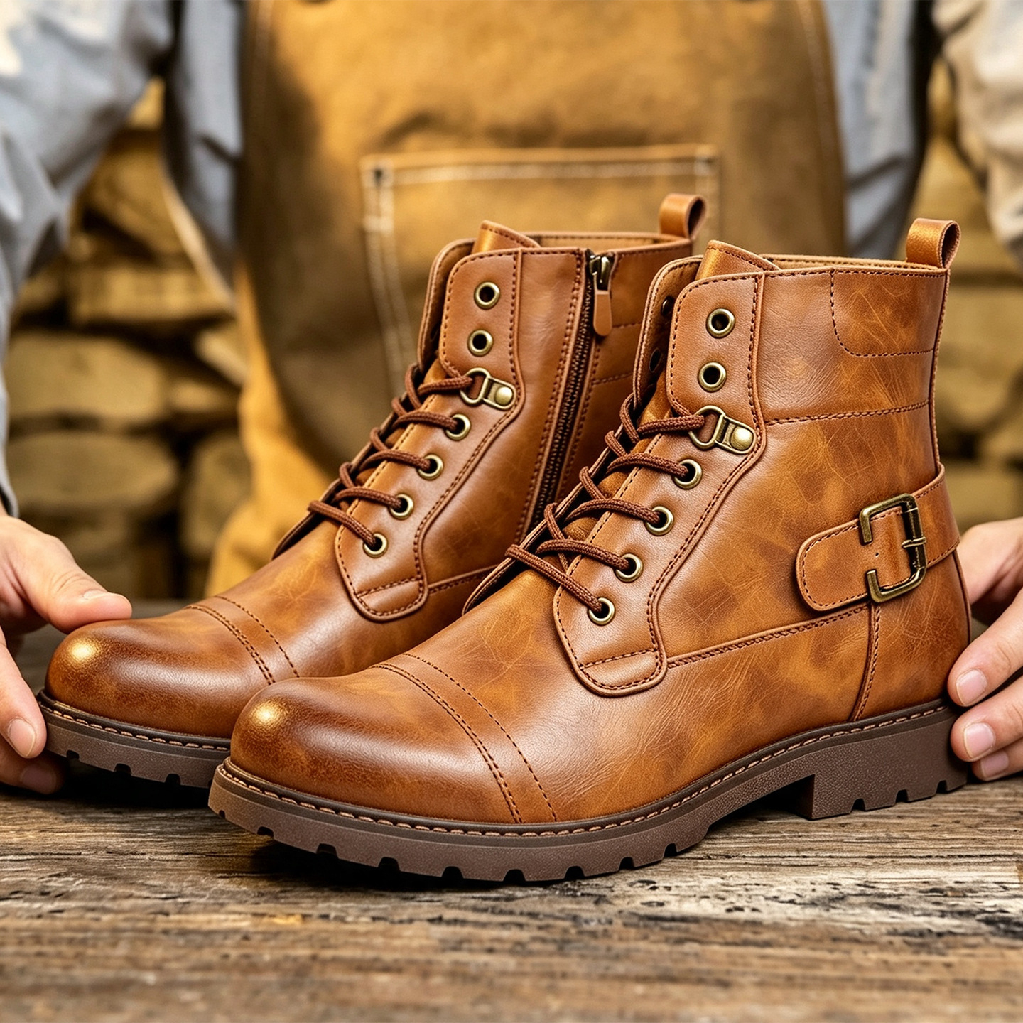Men's Side Zipper  Classic Leather Boots