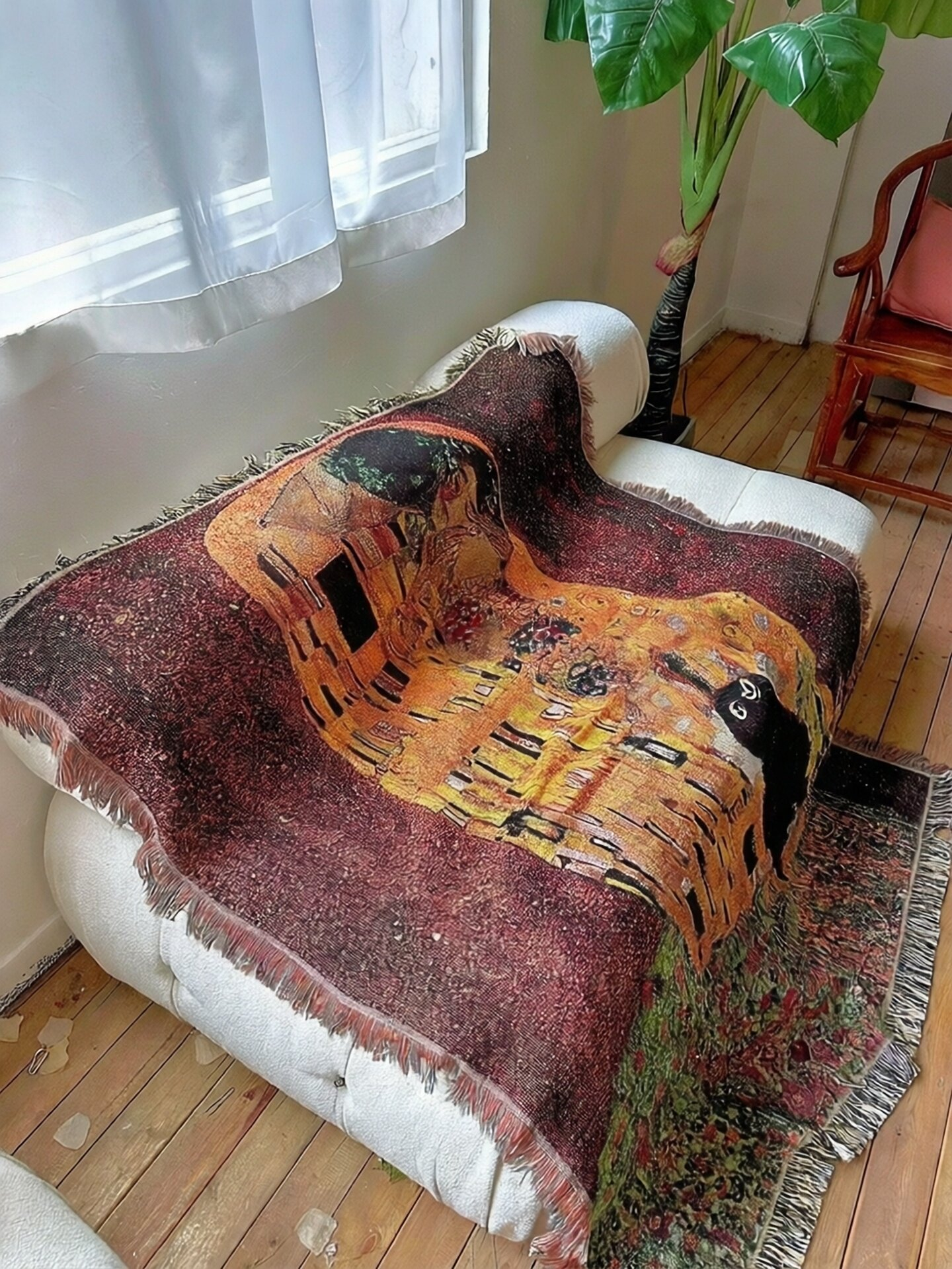 Gustav Klimt - The Kiss Woven Blanket-Size: 51" x 62" (130cm x 160cm)