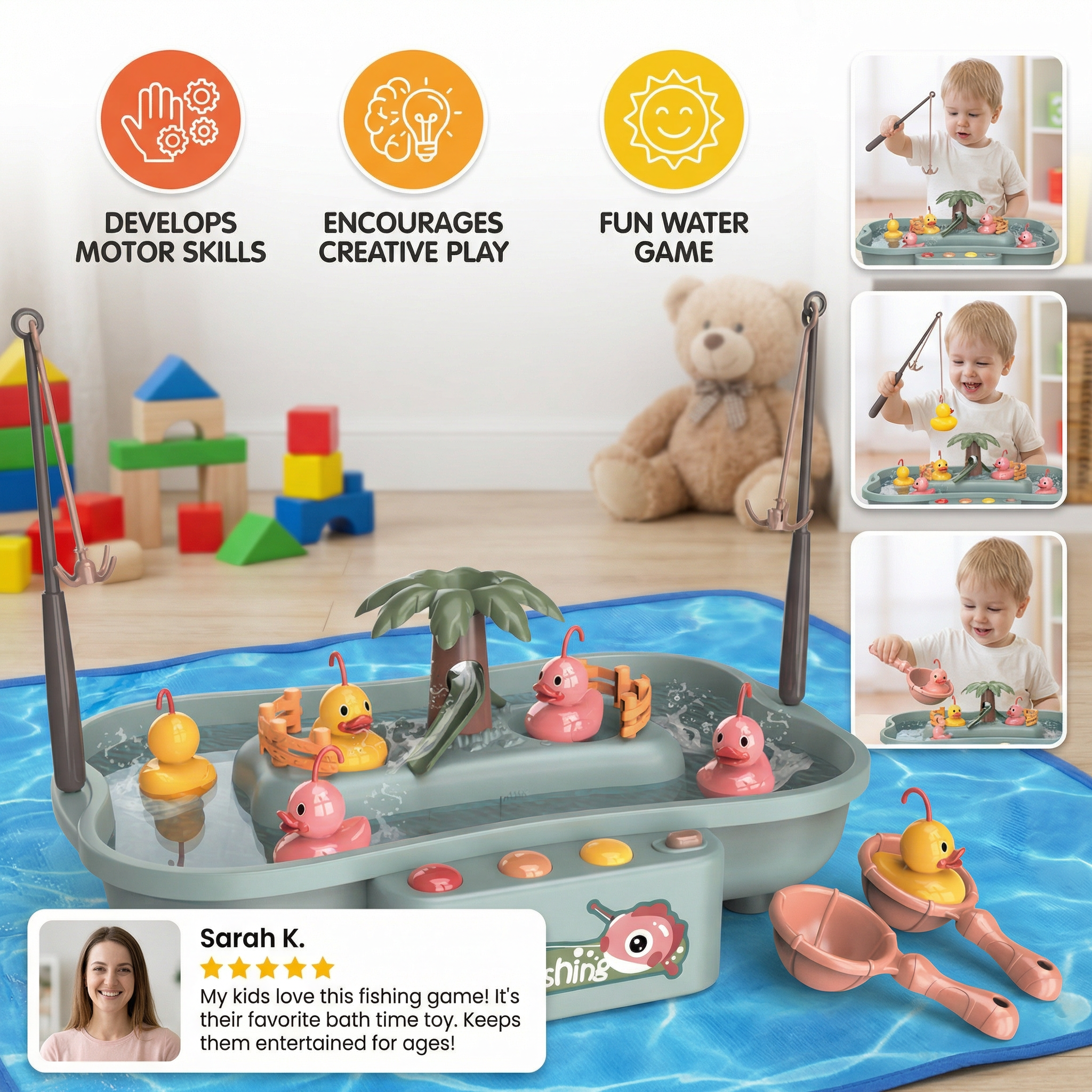 Interactive Fishing Game Toy for Kids – Water Play Set with Rods