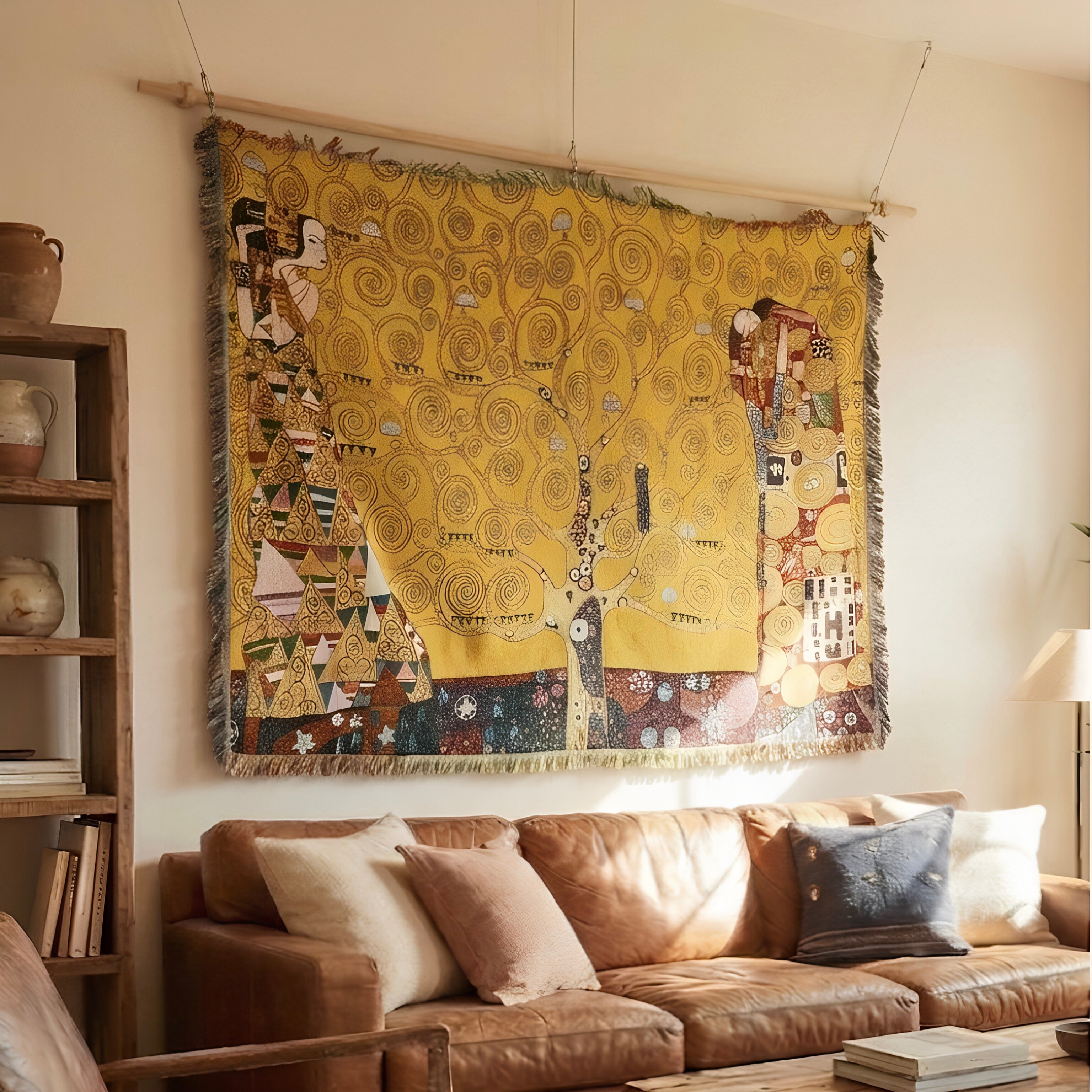 Gustav Klimt Tree of Life Woven Throw Blanket-Size: 51" x 70" (130cm x 178cm)