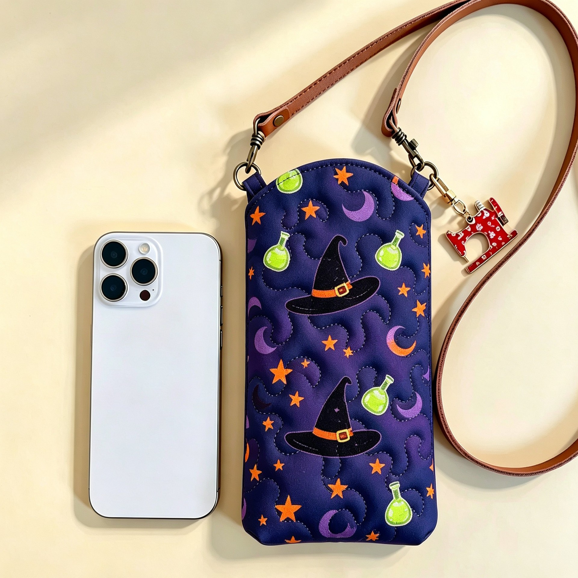 Midnight Witch Hat & Magic Potion  Phone Crossbody Bag LV24