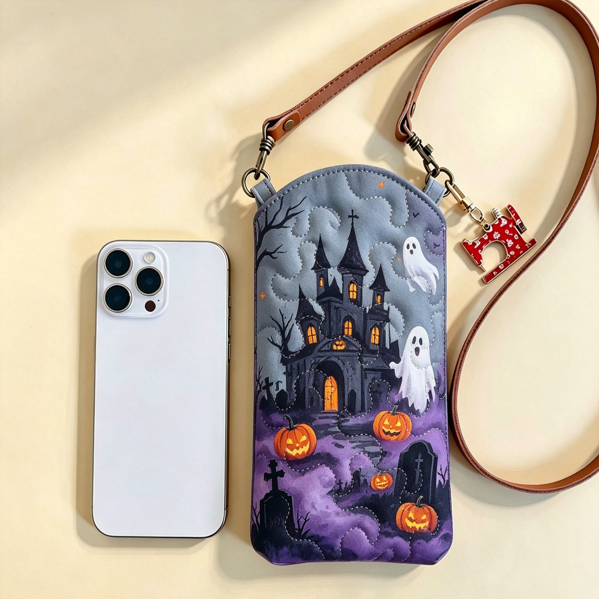 Gothic Haunted House Phone Crossbody Bag 